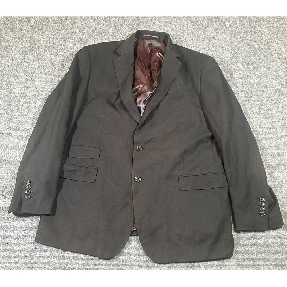 Gino Valentino Zegna Blazer Sz 44R ? Solid Black Wool Silk Super 150s Mens